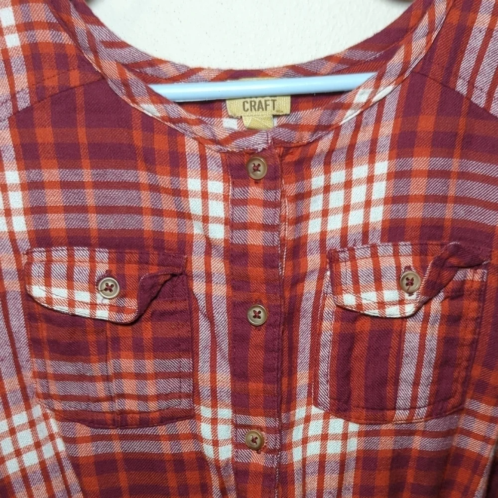 True Craft Red Plaid Flannel Dress Long Sleeve Drawstring Waist Girls Size M